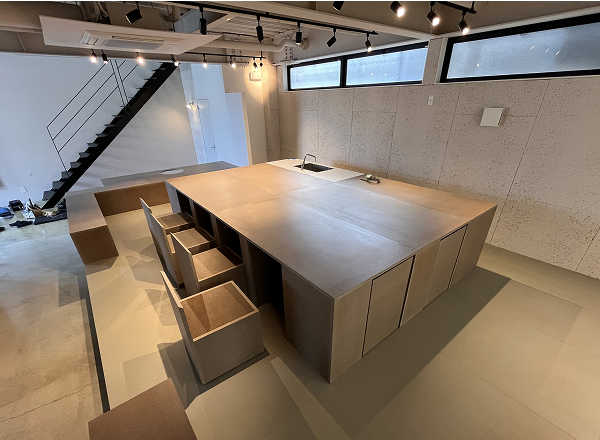 パーティクルボードで制作をしたオフィス家具